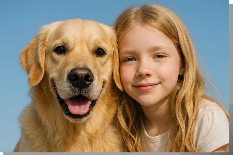 a photo of a girl with her dog
