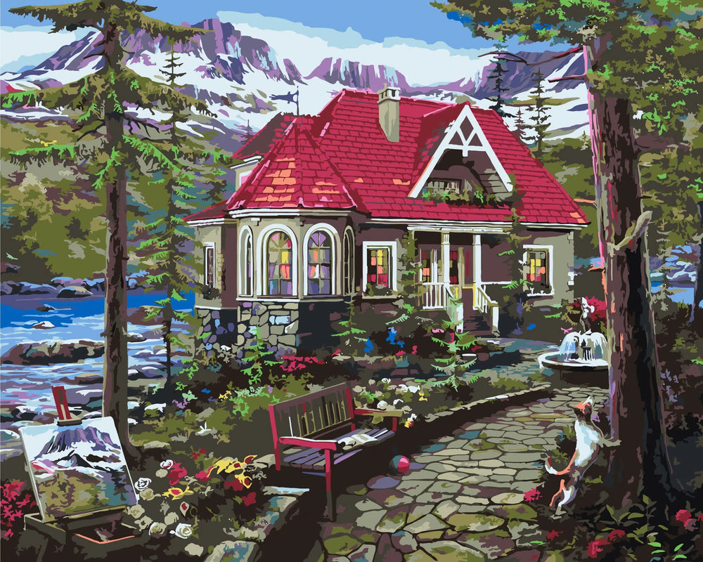 Countryside House paint by numbers kit by Ledgebay