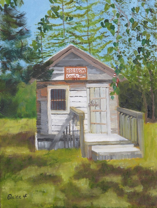 Custom paint by numbers made from Elaine D's own photo: an old white clapboard building with a porch