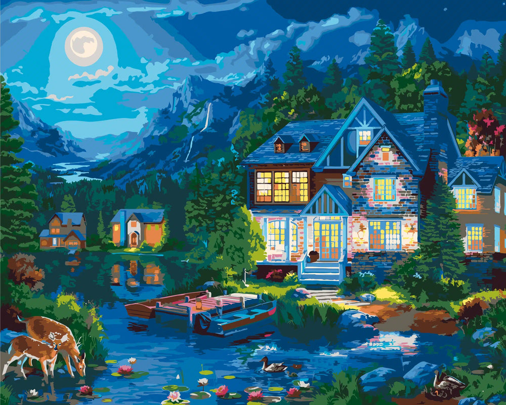 House Near the Lake paint by numbers kit by Ledgebay