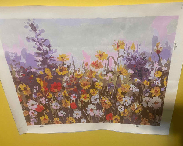 Paint by numbers completed by Kathleen M: a meadow of wildflowers in full bloom
