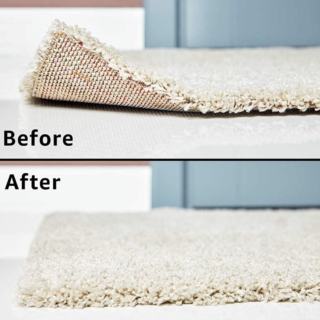 Triangle rug gripper being cleaned with rubbing alcohol to restore its grip