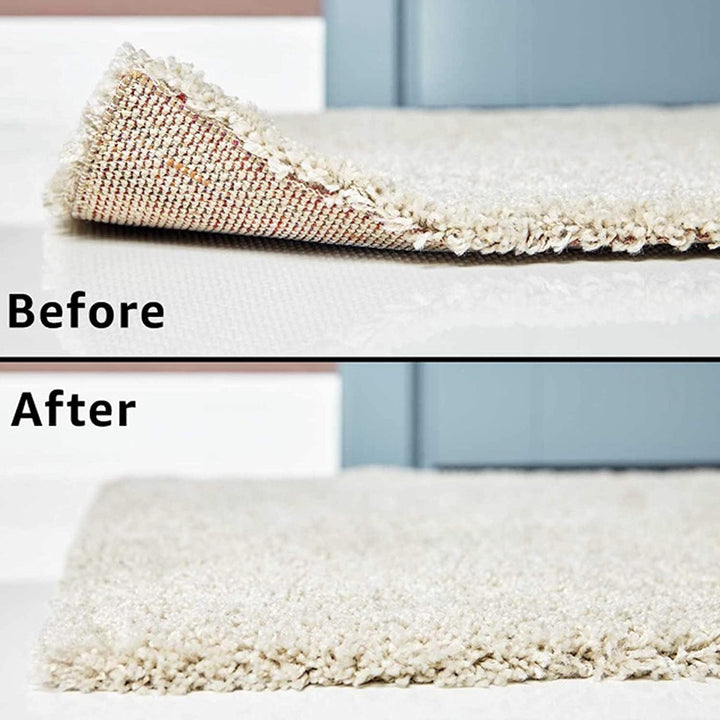 Triangle rug gripper being cleaned with rubbing alcohol to restore its grip
